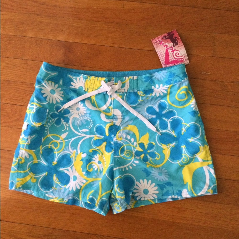 Kanu Surf floral surf short, aqua blue, size XL (16), brand new